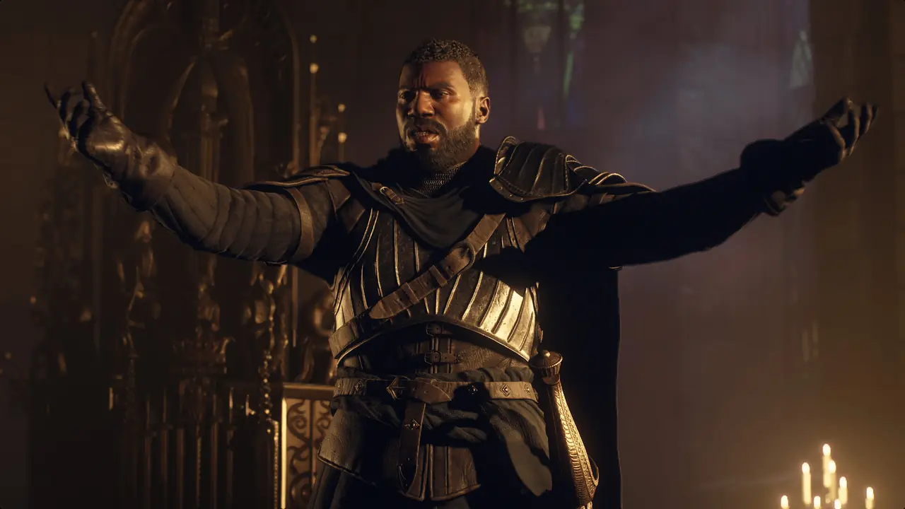 Captain Brant addressing the Arisen in Vernworth before the Dark Arisen questline