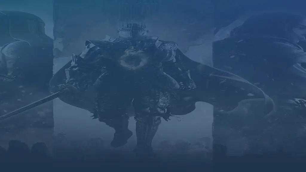 Dark Arisen key art of an armored knight with a glowing chest wound between two companions